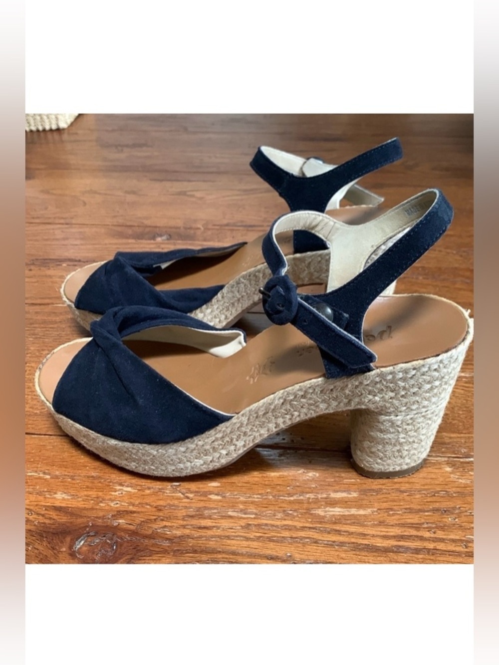 Paul Green Harper Black Suede Platform Sandals Women’s Jute Wrap Heels Size 7.5